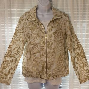 Chico's Gold Ivory Full Zip Jacket Size 1/M